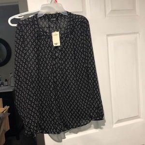George blouse black & white